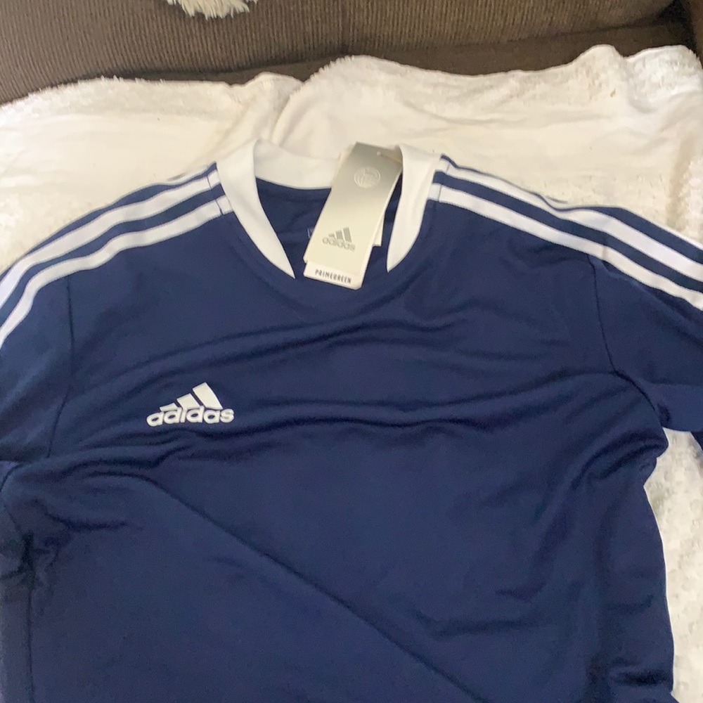 Blue Jersey size s adidas with white stripes